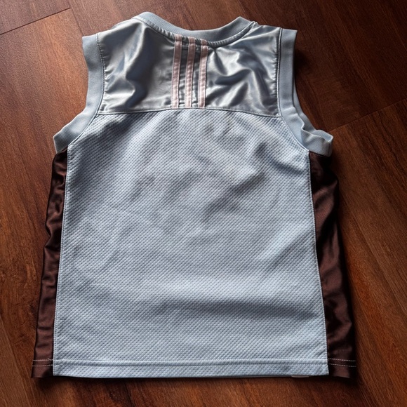 Adidas Hoops Blue Brown Sleeveless Basketball Muscle Jersey Mesh Unisex 6 Sporty - Picture 4 of 6